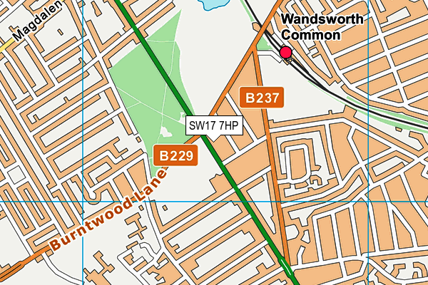 SW17 7HP map - OS VectorMap District (Ordnance Survey)