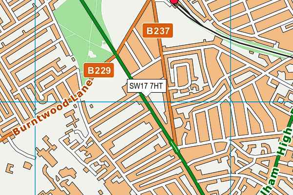 SW17 7HT map - OS VectorMap District (Ordnance Survey)