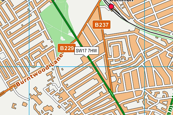 SW17 7HW map - OS VectorMap District (Ordnance Survey)