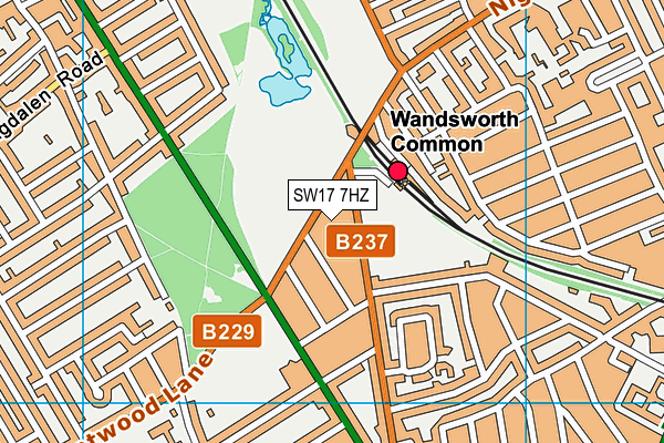 SW17 7HZ map - OS VectorMap District (Ordnance Survey)