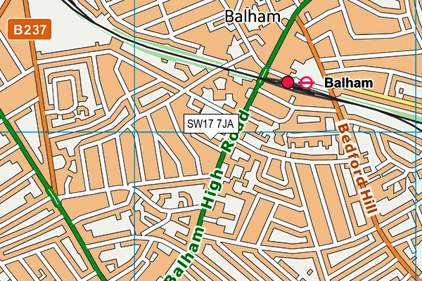 SW17 7JA map - OS VectorMap District (Ordnance Survey)