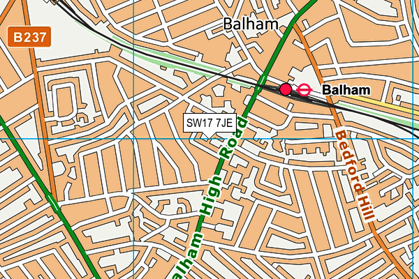 SW17 7JE map - OS VectorMap District (Ordnance Survey)