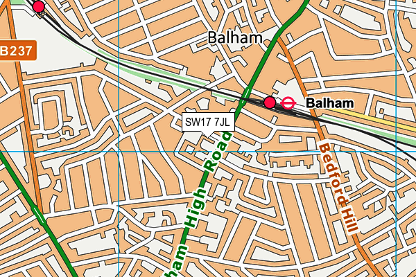 SW17 7JL map - OS VectorMap District (Ordnance Survey)