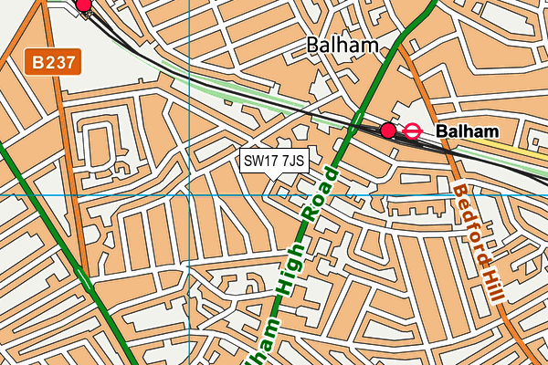 SW17 7JS map - OS VectorMap District (Ordnance Survey)