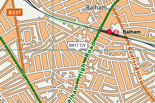 SW17 7JY map - OS VectorMap District (Ordnance Survey)