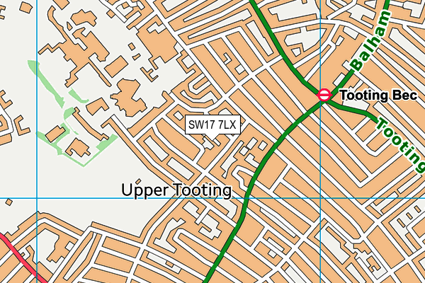 SW17 7LX map - OS VectorMap District (Ordnance Survey)