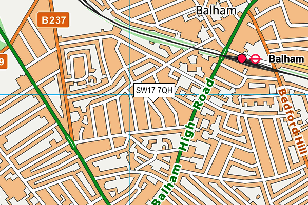 SW17 7QH map - OS VectorMap District (Ordnance Survey)