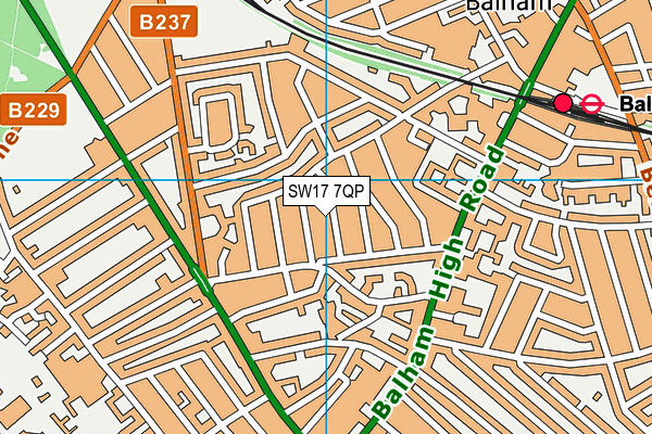 SW17 7QP map - OS VectorMap District (Ordnance Survey)