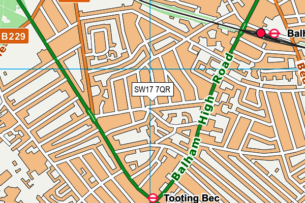 SW17 7QR map - OS VectorMap District (Ordnance Survey)