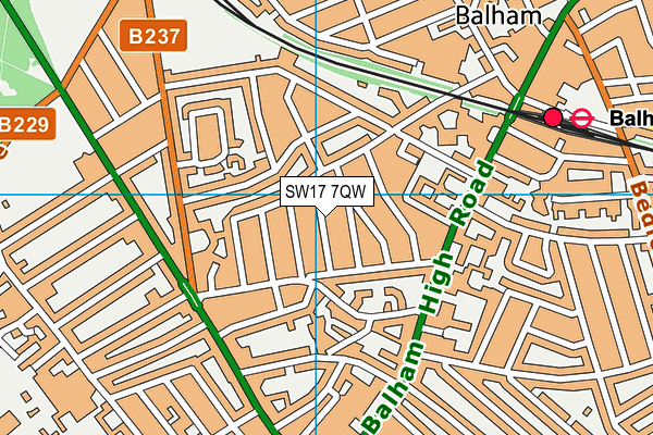 SW17 7QW map - OS VectorMap District (Ordnance Survey)