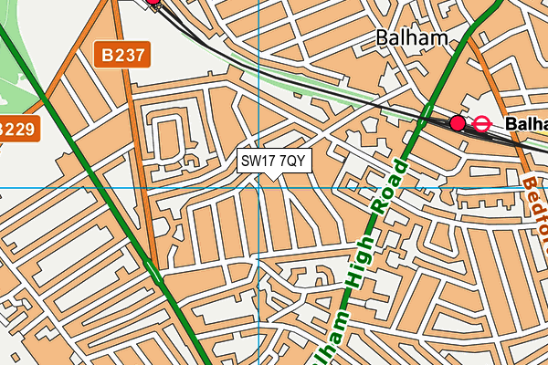 SW17 7QY map - OS VectorMap District (Ordnance Survey)