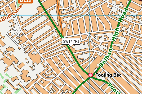 SW17 7RJ map - OS VectorMap District (Ordnance Survey)