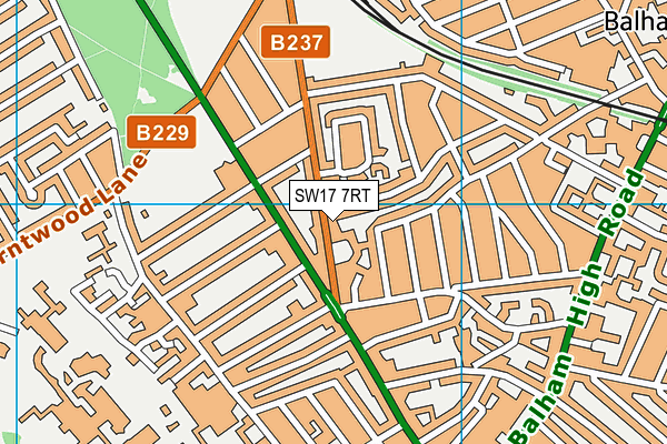 SW17 7RT map - OS VectorMap District (Ordnance Survey)