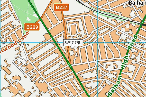 SW17 7RU map - OS VectorMap District (Ordnance Survey)