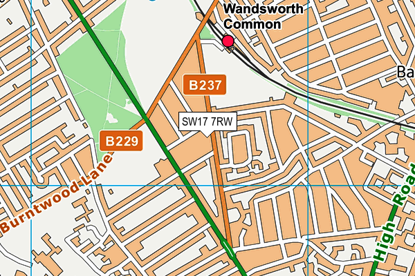 SW17 7RW map - OS VectorMap District (Ordnance Survey)