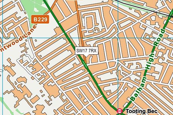 SW17 7RX map - OS VectorMap District (Ordnance Survey)