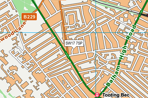 SW17 7SP map - OS VectorMap District (Ordnance Survey)