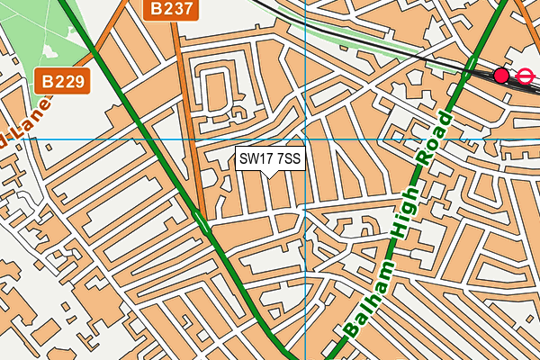 SW17 7SS map - OS VectorMap District (Ordnance Survey)