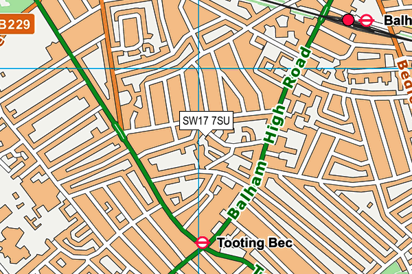 SW17 7SU map - OS VectorMap District (Ordnance Survey)