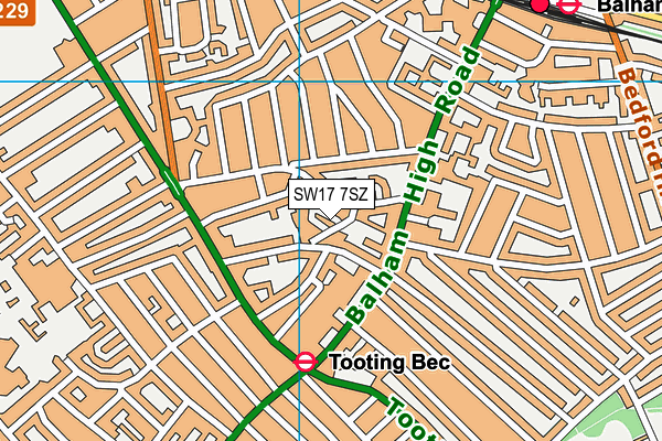 SW17 7SZ map - OS VectorMap District (Ordnance Survey)