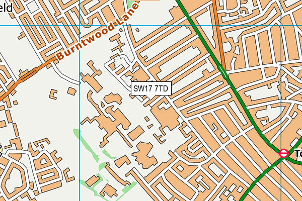 SW17 7TD map - OS VectorMap District (Ordnance Survey)