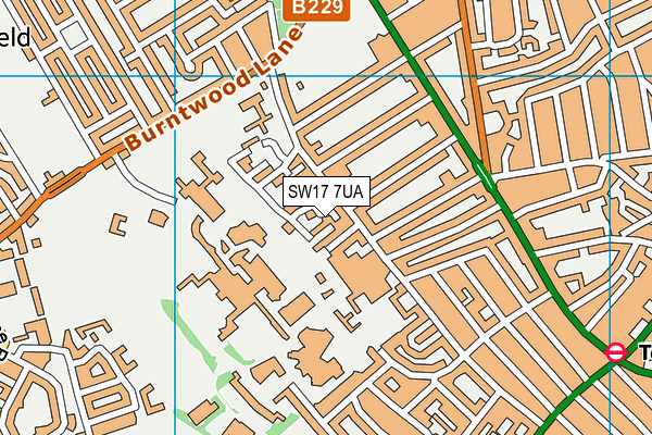 SW17 7UA map - OS VectorMap District (Ordnance Survey)