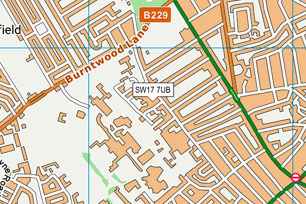 SW17 7UB map - OS VectorMap District (Ordnance Survey)