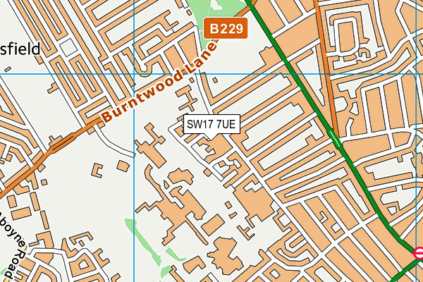 SW17 7UE map - OS VectorMap District (Ordnance Survey)