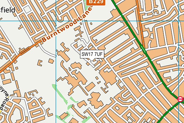 SW17 7UF map - OS VectorMap District (Ordnance Survey)