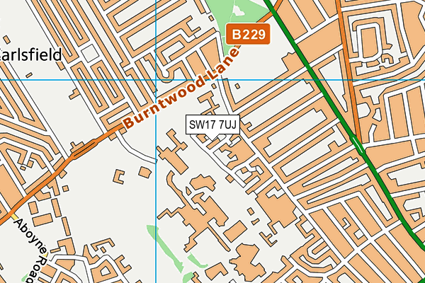 SW17 7UJ map - OS VectorMap District (Ordnance Survey)