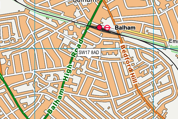 SW17 8AD map - OS VectorMap District (Ordnance Survey)