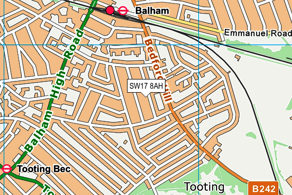 SW17 8AH map - OS VectorMap District (Ordnance Survey)