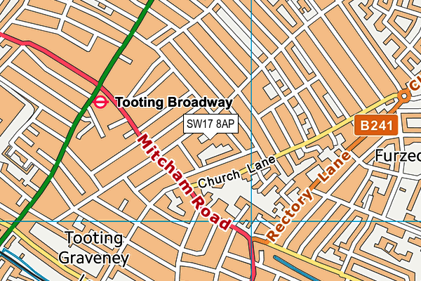 SW17 8AP map - OS VectorMap District (Ordnance Survey)