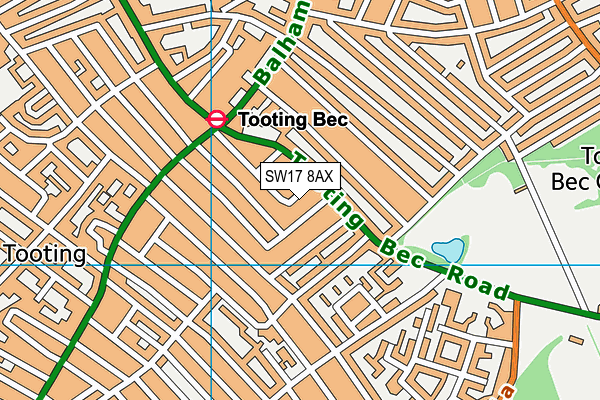 SW17 8AX map - OS VectorMap District (Ordnance Survey)