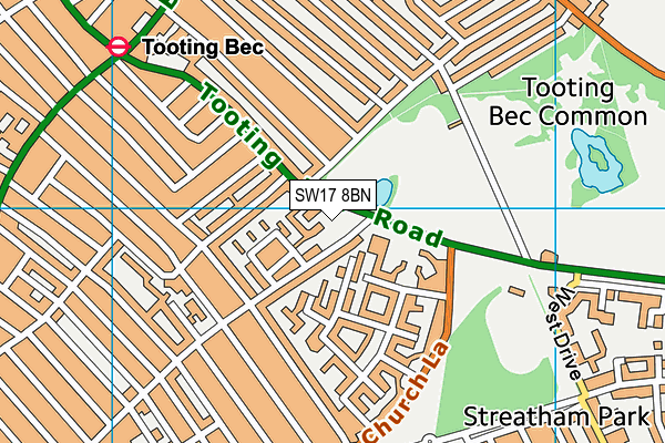 SW17 8BN map - OS VectorMap District (Ordnance Survey)