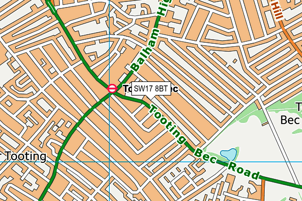 SW17 8BT map - OS VectorMap District (Ordnance Survey)