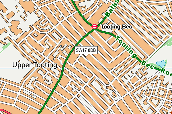 SW17 8DB map - OS VectorMap District (Ordnance Survey)