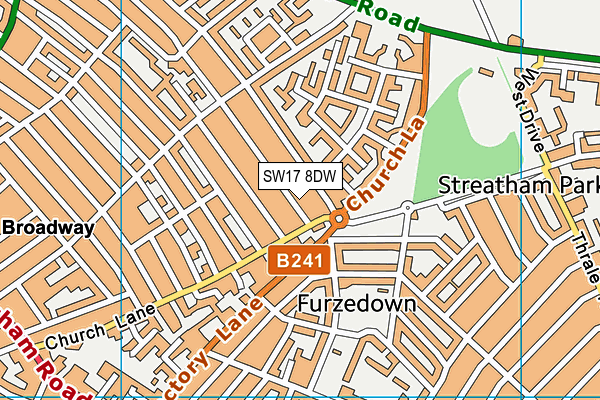 SW17 8DW map - OS VectorMap District (Ordnance Survey)