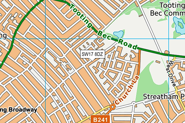 SW17 8DZ map - OS VectorMap District (Ordnance Survey)