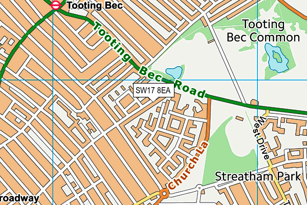 SW17 8EA map - OS VectorMap District (Ordnance Survey)