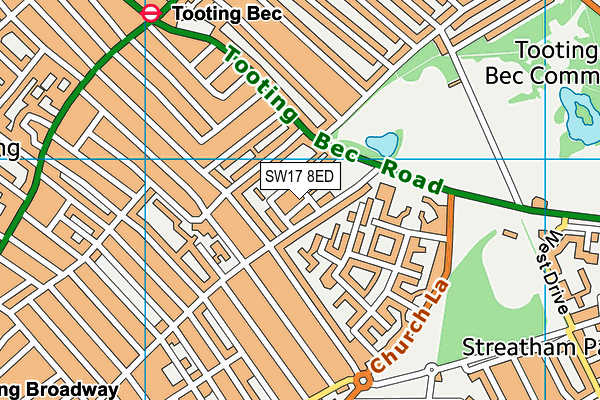 SW17 8ED map - OS VectorMap District (Ordnance Survey)