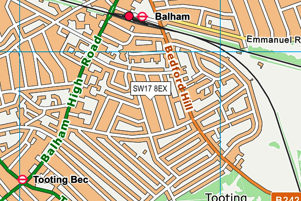 SW17 8EX map - OS VectorMap District (Ordnance Survey)