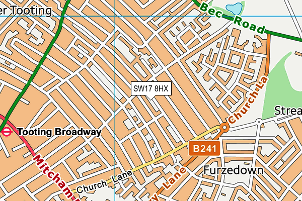 SW17 8HX map - OS VectorMap District (Ordnance Survey)