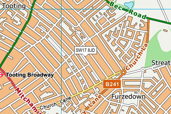 SW17 8JD map - OS VectorMap District (Ordnance Survey)