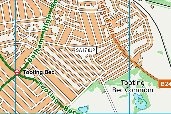 SW17 8JP map - OS VectorMap District (Ordnance Survey)