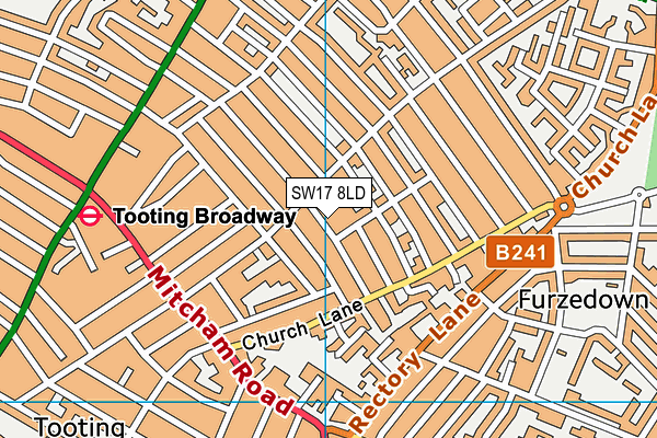 SW17 8LD map - OS VectorMap District (Ordnance Survey)