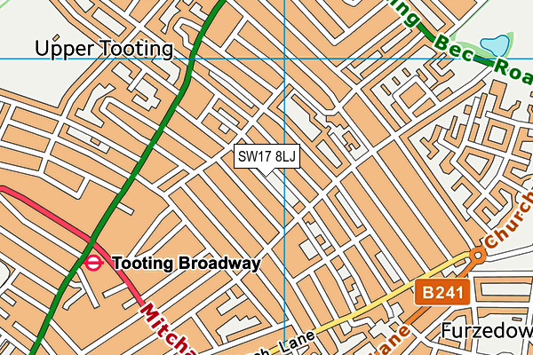 SW17 8LJ map - OS VectorMap District (Ordnance Survey)