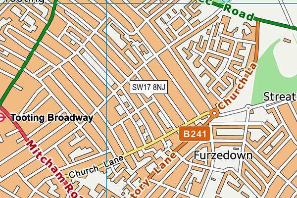 SW17 8NJ map - OS VectorMap District (Ordnance Survey)
