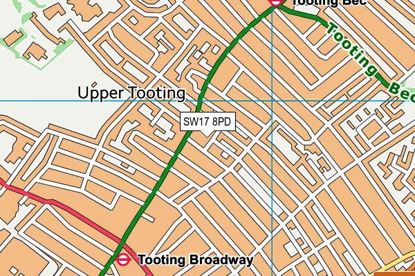 SW17 8PD map - OS VectorMap District (Ordnance Survey)