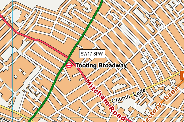 SW17 8PW map - OS VectorMap District (Ordnance Survey)